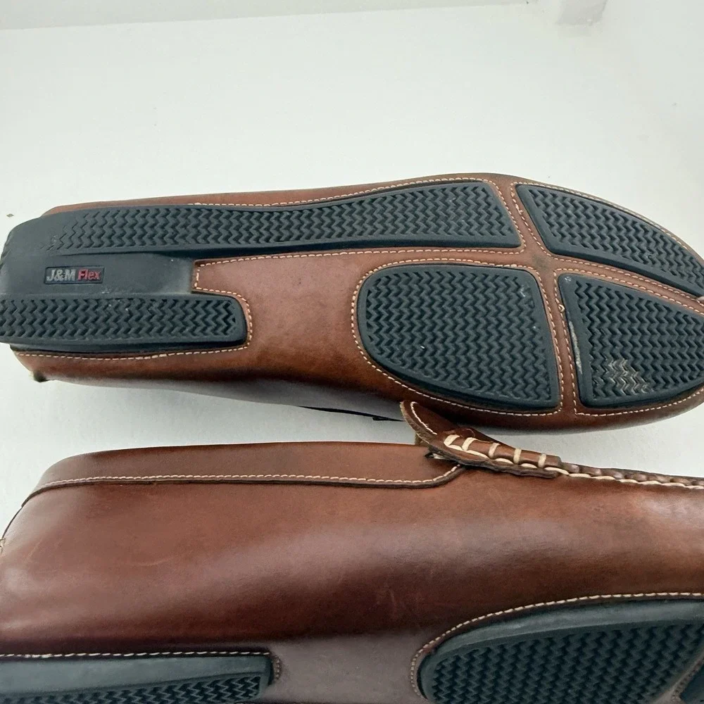 Johnston & Murphy Mens 10.5 M Brown Leather Penny Loafers Moc Toe Driving Shoes